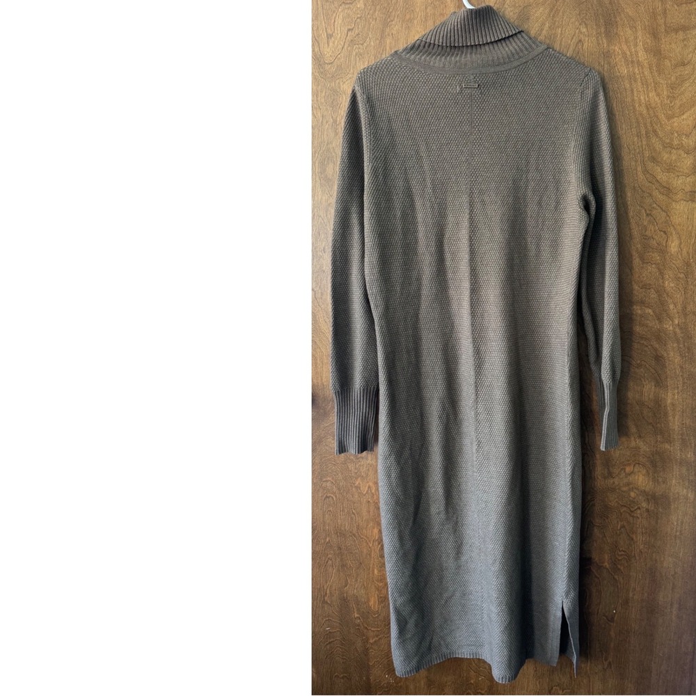 Prana Sz M Figaro Turtleneck Knit Slit Side Midi Dress Long Sleeve Cozy Minimal - Picture 4 of 11